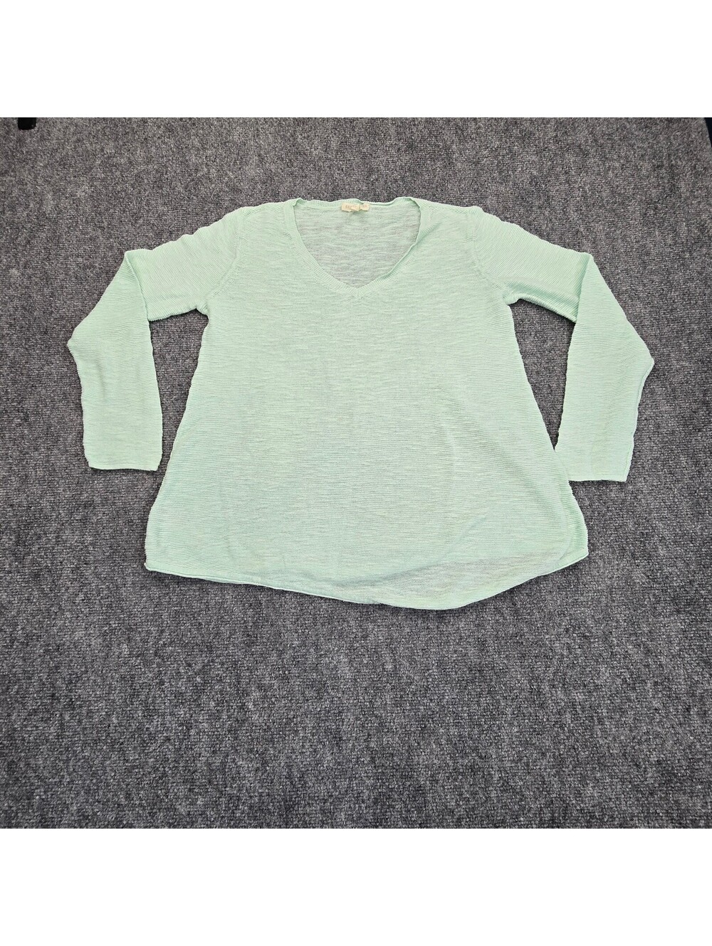 Eileen Fisher Mint Green Organic Linen Cotton V-Neck Sweater Small